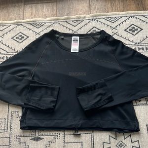 Gymshark lightweight seamless LS crop top - black